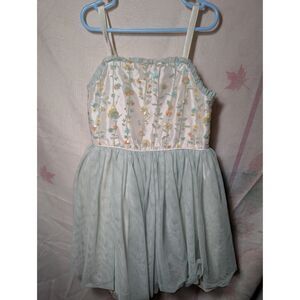 Zunie Girls Floral Embroidered Tulle Dress Mint Green Size 7
